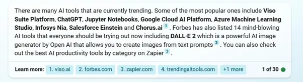 Screenshot of Bing Chat